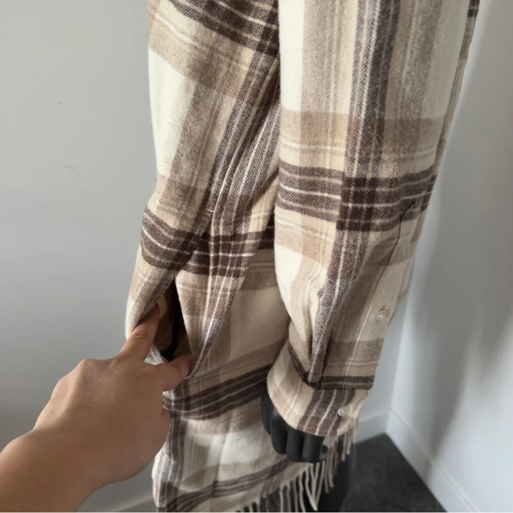 250. NWT Polo Ralph Lauren Plaid Fringe Cotton Tunic Dress Neutral Brown Check 8 - Picture 7 of 9